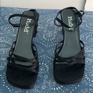 Black sling back sandals